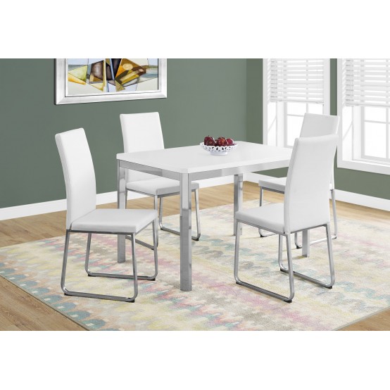 Aden Dining Table– 32"X 48" / WHITE / CHROME METAL